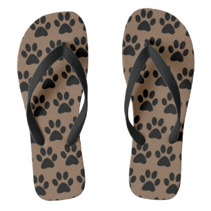 Tongs Motif Empreintes de Patte de Chien Mignon Noir Mar