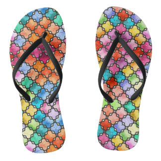 Tongs Motif en mosaïque arc-en-ciel