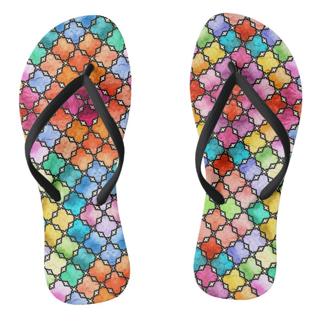 Tongs Motif en mosaïque arc-en-ciel (Semelle)