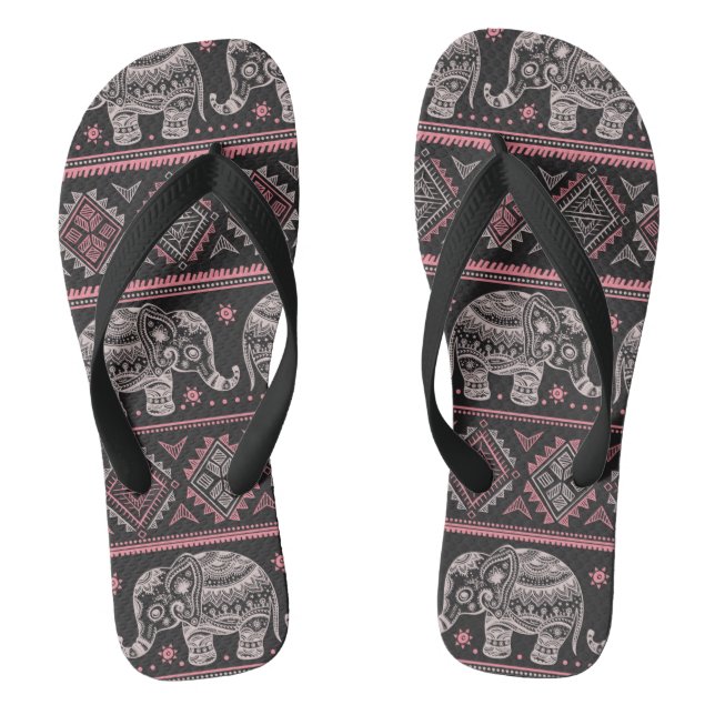 Tongs Motif ethnique noir d'éléphant (Semelle)
