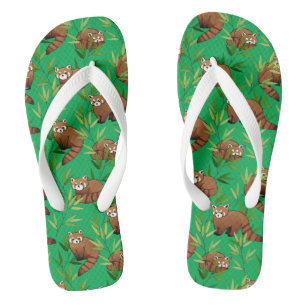 Tongs Motif Feuille Red Panda & Bamboo