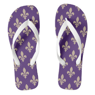 Tongs Motif Fleur de Lis, Crème Royale Française sur Vio