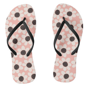 Tongs Motif Fleur Rose Cute