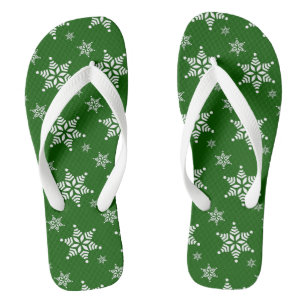Tongs Motif Flocon de Neige, Flocons de Neige Blancs, Ne