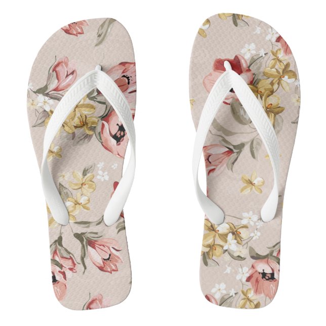 Tongs Motif floral 3 d'élégance abstraite (Semelle)