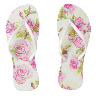 Tongs Motif floral Ancienne Roses Roses Roses Roses Rose