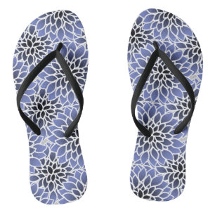 Tongs Motif floral bleu dahlia