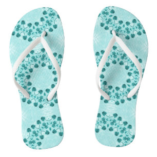 Tongs Motif floral, bleu Turquoise