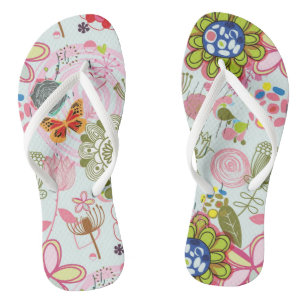 Tongs Motif floral dans le rétro style 2