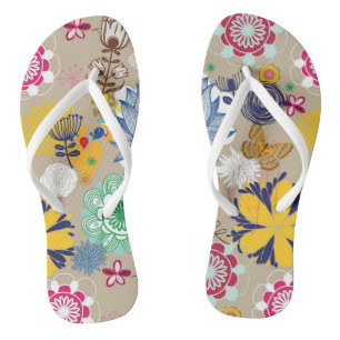 Tongs Motif floral dans le rétro style 3