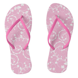 Tongs motif floral rose