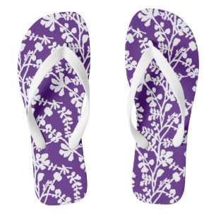 Tongs Motif Floral Violet Et Blanc