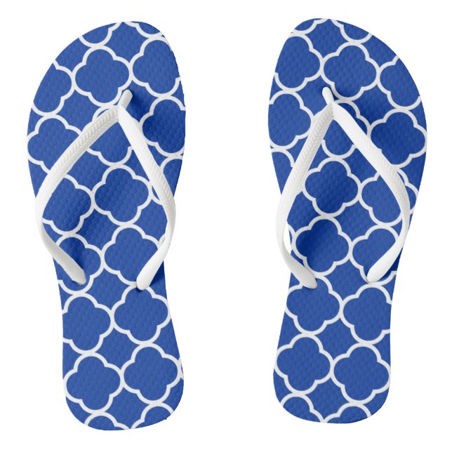 Tongs Motif géométrique Royal Blue and White Quatrefoil (Semelle)