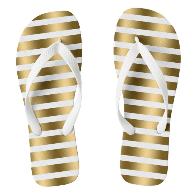 Tongs Motif Gold et White Stripes (Semelle)