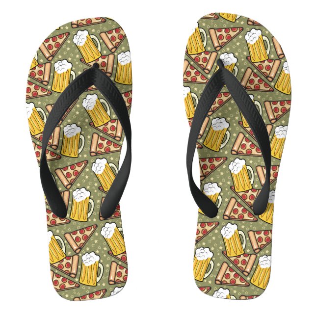 Tongs Motif graphique de la bière et de la pizza (Semelle)