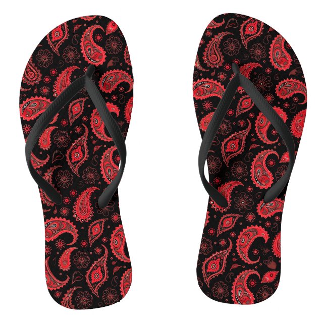 Tongs Motif Gras rouge et noir Paisley (Semelle)