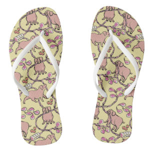 Tongs Motif hilarant Femmes Jaunes FF Année du Cochon Ch
