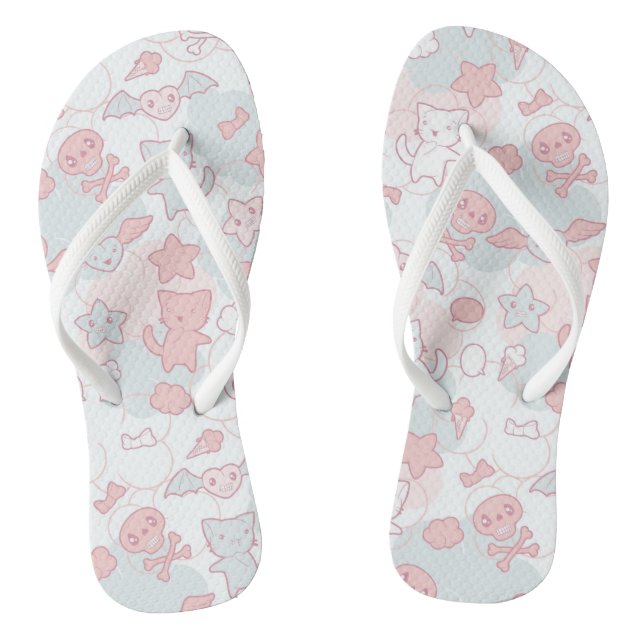 Tongs motif kawaii avec un doodle (Semelle)