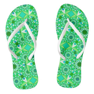 Tongs Motif mandala, vert émeraude et paon