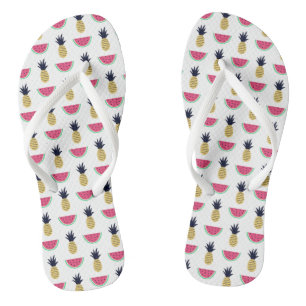 Tongs Motif mignon de griffonnage d'ananas et de