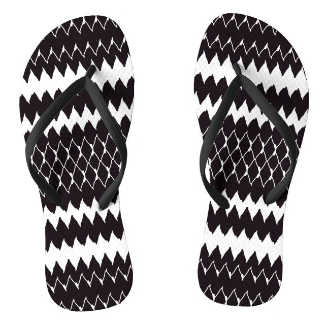 Tongs Motif noir blanc Chevron (Semelle)