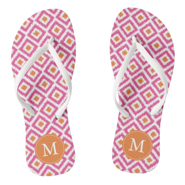 Tongs Motif rose Tangerine Ikat Monogramme (Semelle)