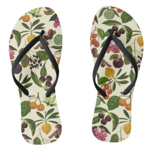 Tongs Motif rustique coloré peint à la main de fruit