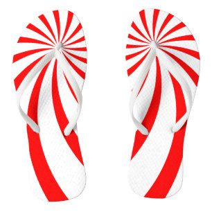 Tongs Motif Sunburst de menthe rouge et blanche