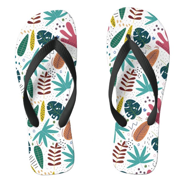 Tongs motif tropical avec feuilles colorés (Semelle)
