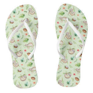 Tongs Motif Tropical Coconut Sloth