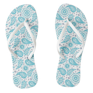 Tongs motif turquoise de Paisley