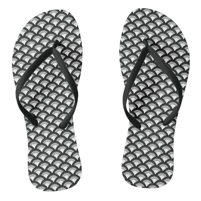 Tongs Motif Vague Art Déco, noir et blanc (Semelle)