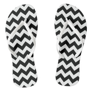 Tongs Motif Zigzag noir et blanc, Motif Chevron