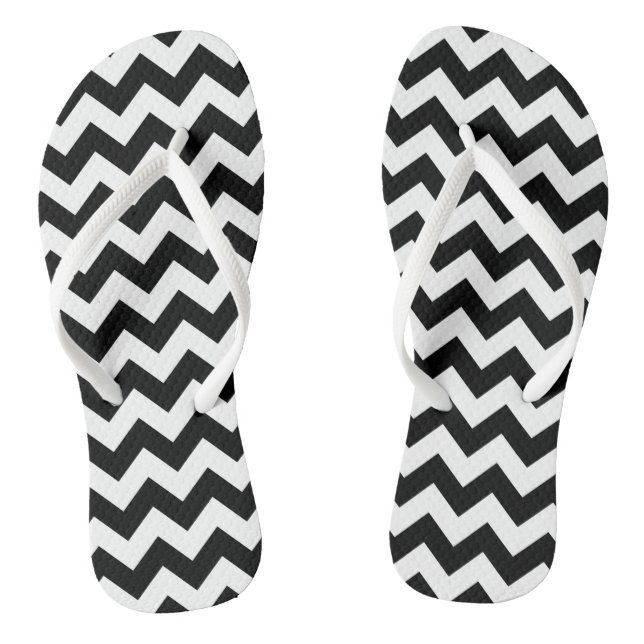 Tongs Motif Zigzag noir et blanc, Motif Chevron (Semelle)