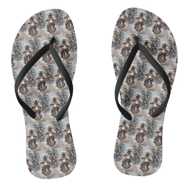 Tongs Moto à chiens Havanais Noël (Semelle)