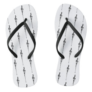 Tongs Musique Motif Melting Treble Clef noir et blanc