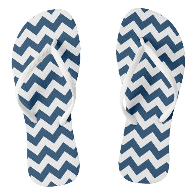 Tongs Navy Zigzag, Navy Chevron, Motif géométrique (Semelle)
