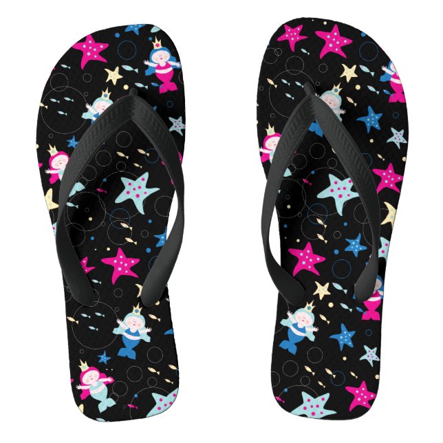 Tongs NEON Mermaid Sea Life Poisson Starfish Fête d'anni (Semelle)