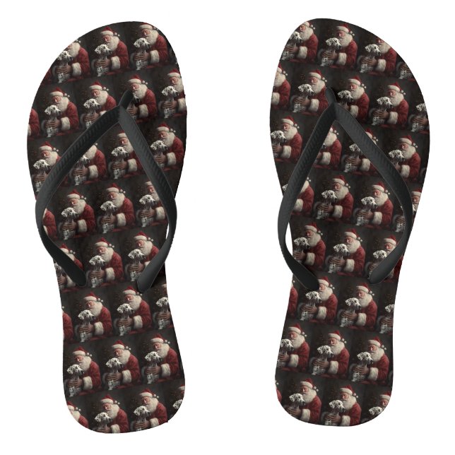 Tongs Noël festif Dalmatien avec le Père Noël (Semelle)
