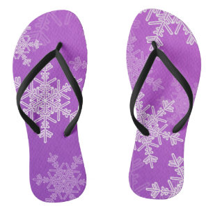 Tongs Noel minimaliste violet blanc Snowllakes