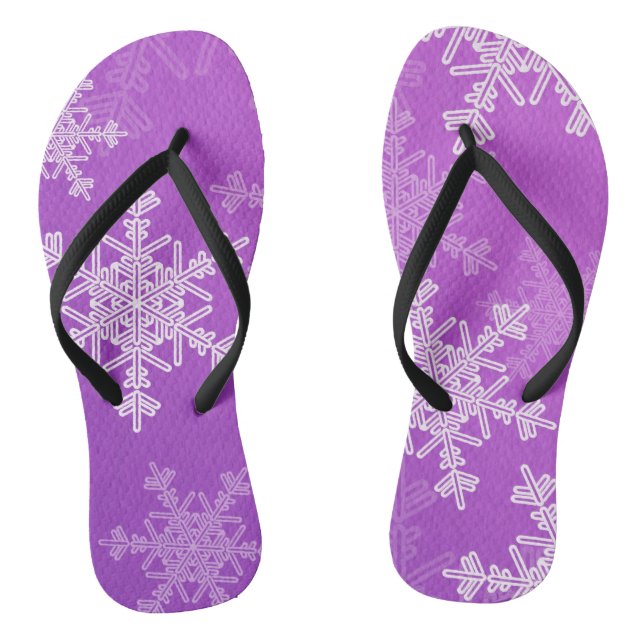 Tongs Noel minimaliste violet blanc Snowllakes (Semelle)