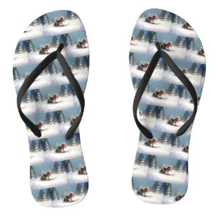 Tongs Noël neige hiver Beagle