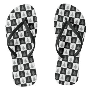 Tongs Noël Noir Blanc Motif Style Fête