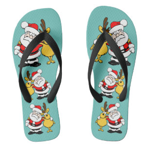 Tongs Noël Père Noël Reindeer Red Yellow Cadeau