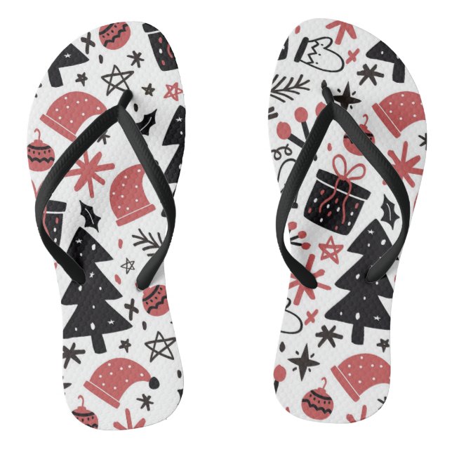 Tongs Noël rose noir Vacances élégant (Semelle)