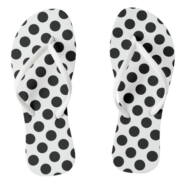 Tongs Noir sur Blanc Grand Taille Pois (Semelle)