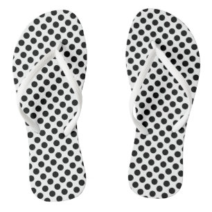 Tongs Noir sur blanc Pois de taille moyenne
