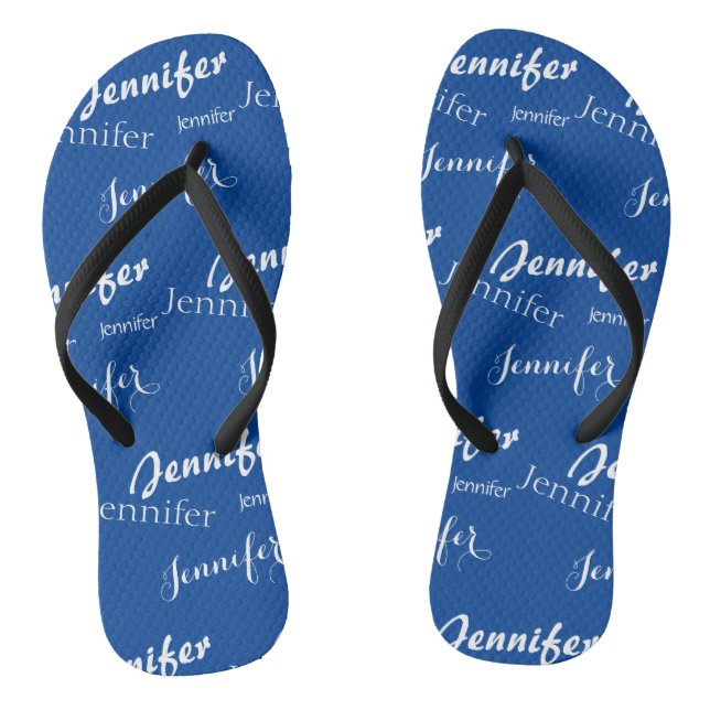 Tongs Nom bleu marine motif Slim Strap Flip Flops (Semelle)