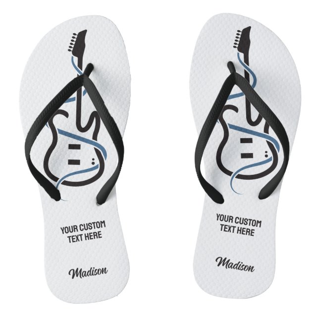 Tongs Nom personnalisé et texte de la guitare stylisée (Semelle)