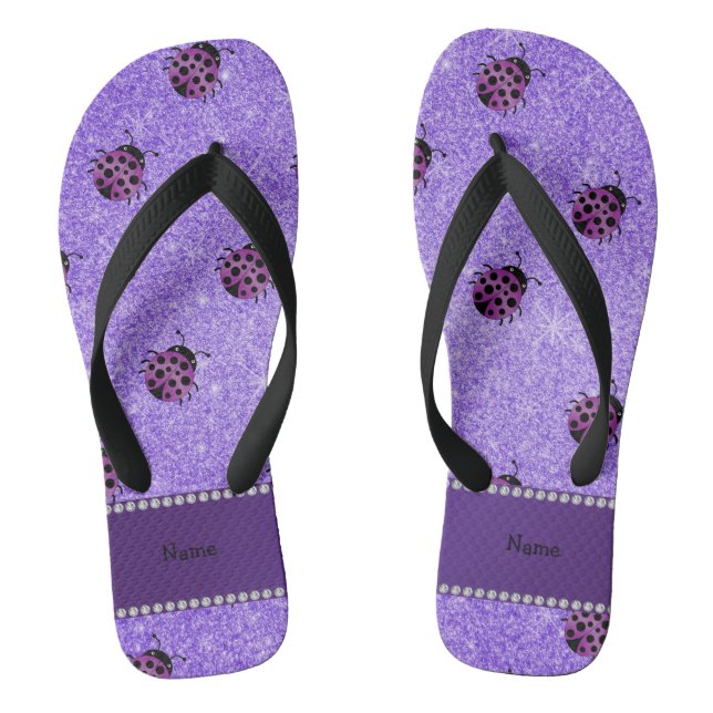 Tongs Nom personnalisé parties scintillant violette de l (Semelle)